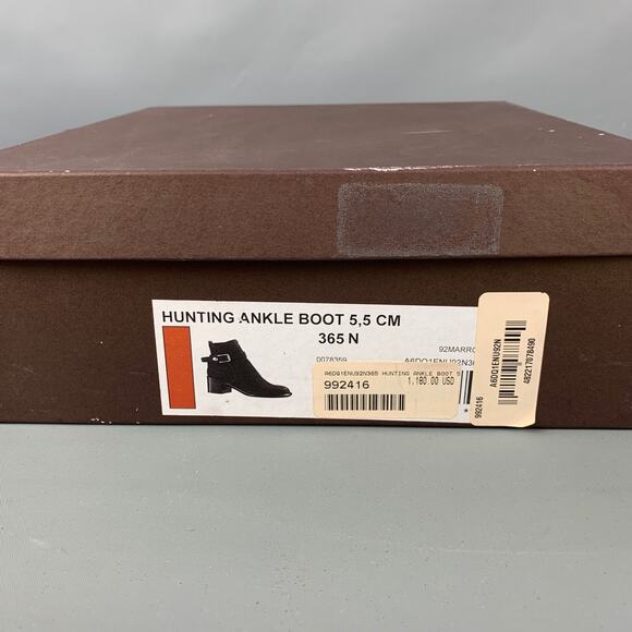 LOUIS VUITTON Size 5.5 Brown Leather Pebble Grain Chunky Heel Boots - Picture 9 of 9